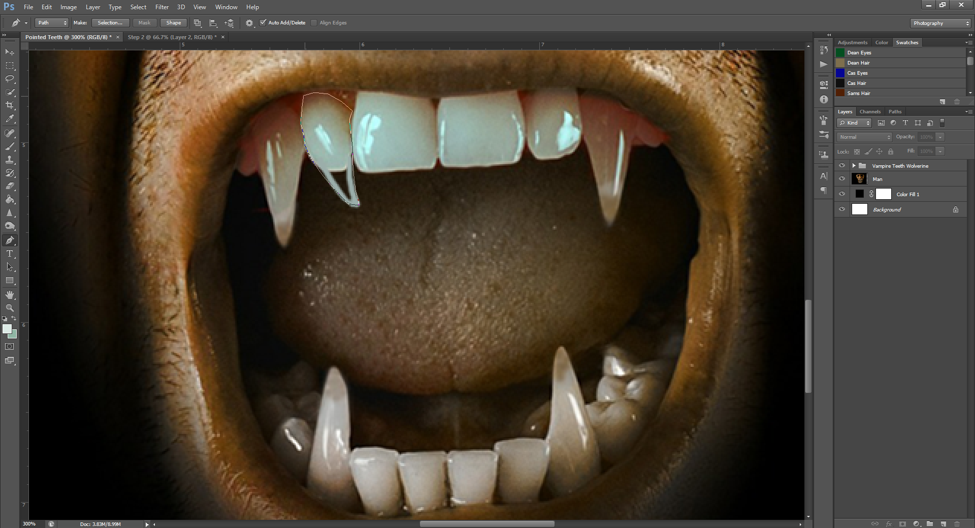 AterImber.com - Writing - Writing Tips - Photoshop Tutorials - PHSH Effect #22 Pointy Teeth - Step 3 Part 1 - phsh, phsh effects, phsh tutorial, writing, writing tips, book cover help, book cover tips, indie author, blogger, Halloween